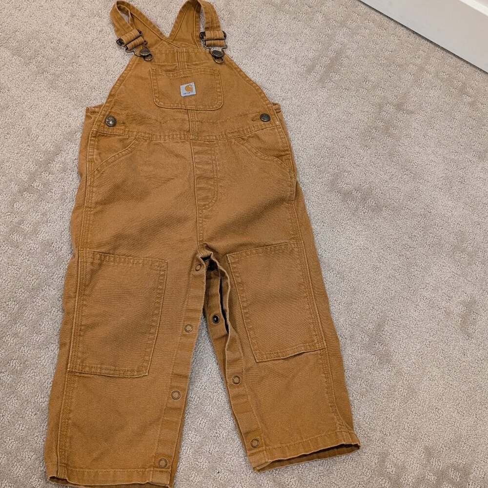 Carhartt Toddler Brown/Tan Overalls Snap Closure for Easy Changing